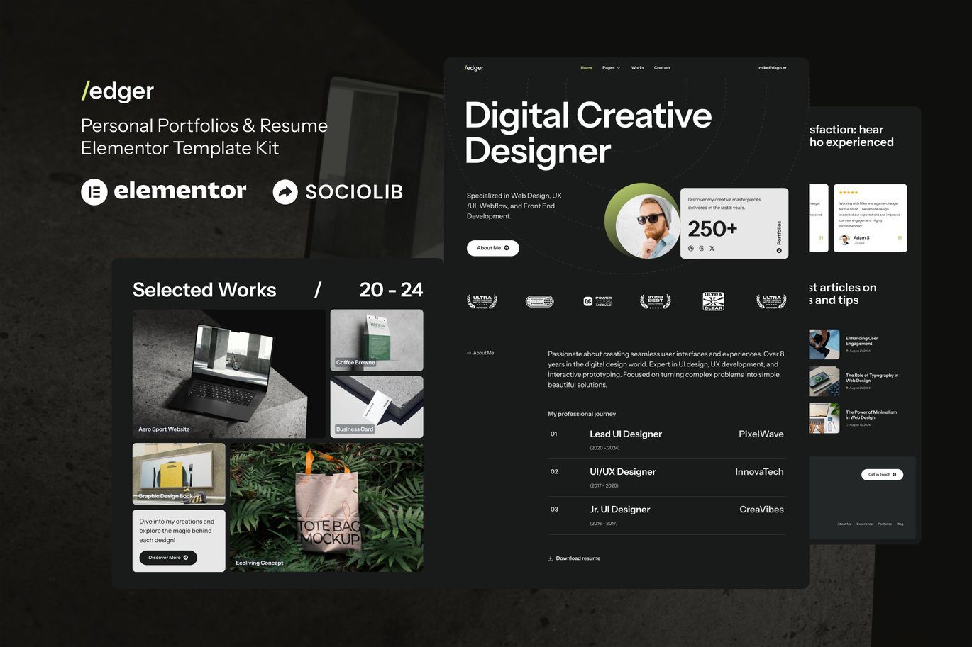 Edger – Personal Portfolios and Resume Elementor Template Kit