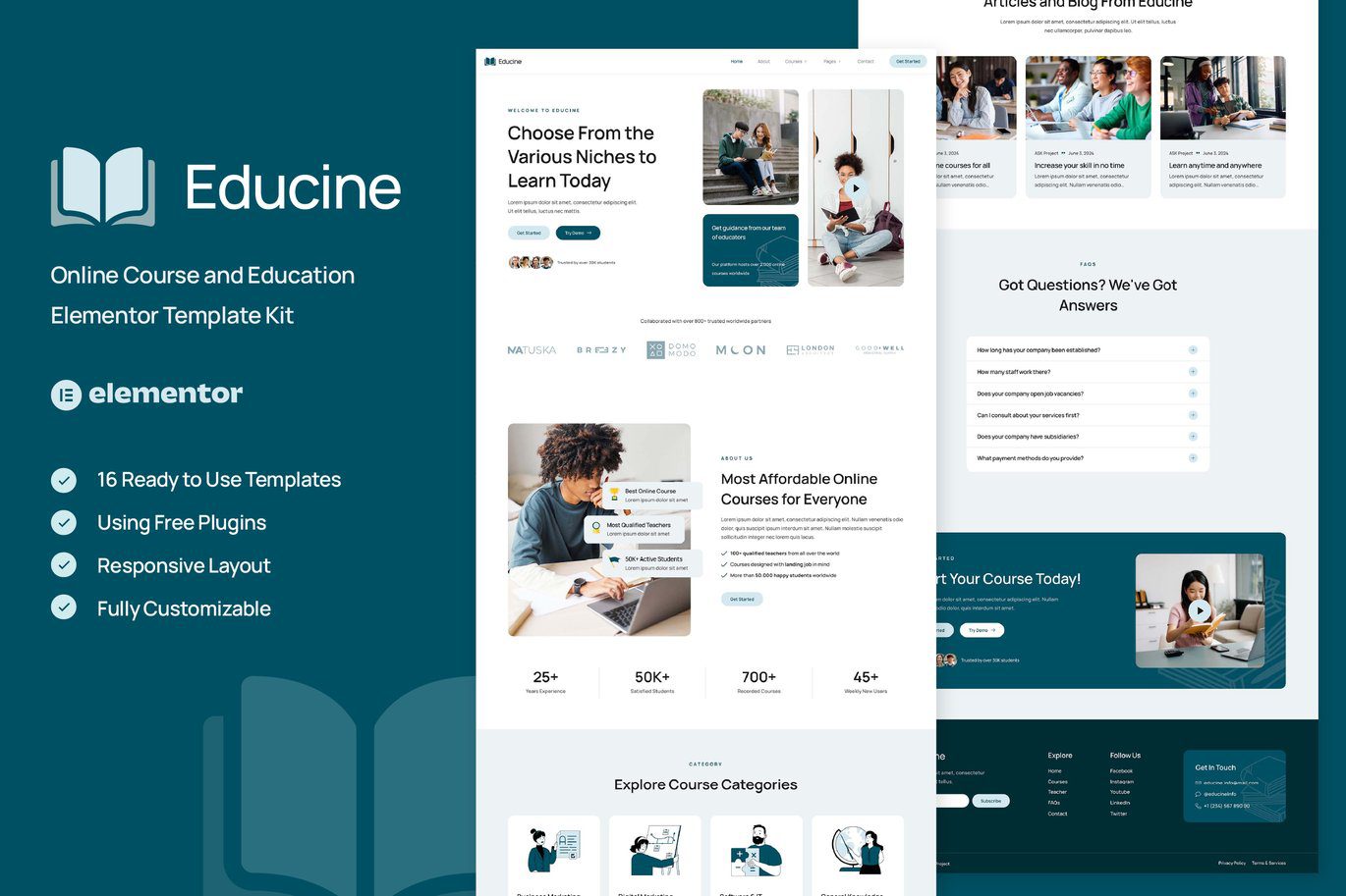 Educine – Online Course and Education Elementor Template Kit