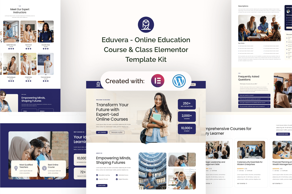 Eduvera – Online Education Course and Class Elementor Template Kit