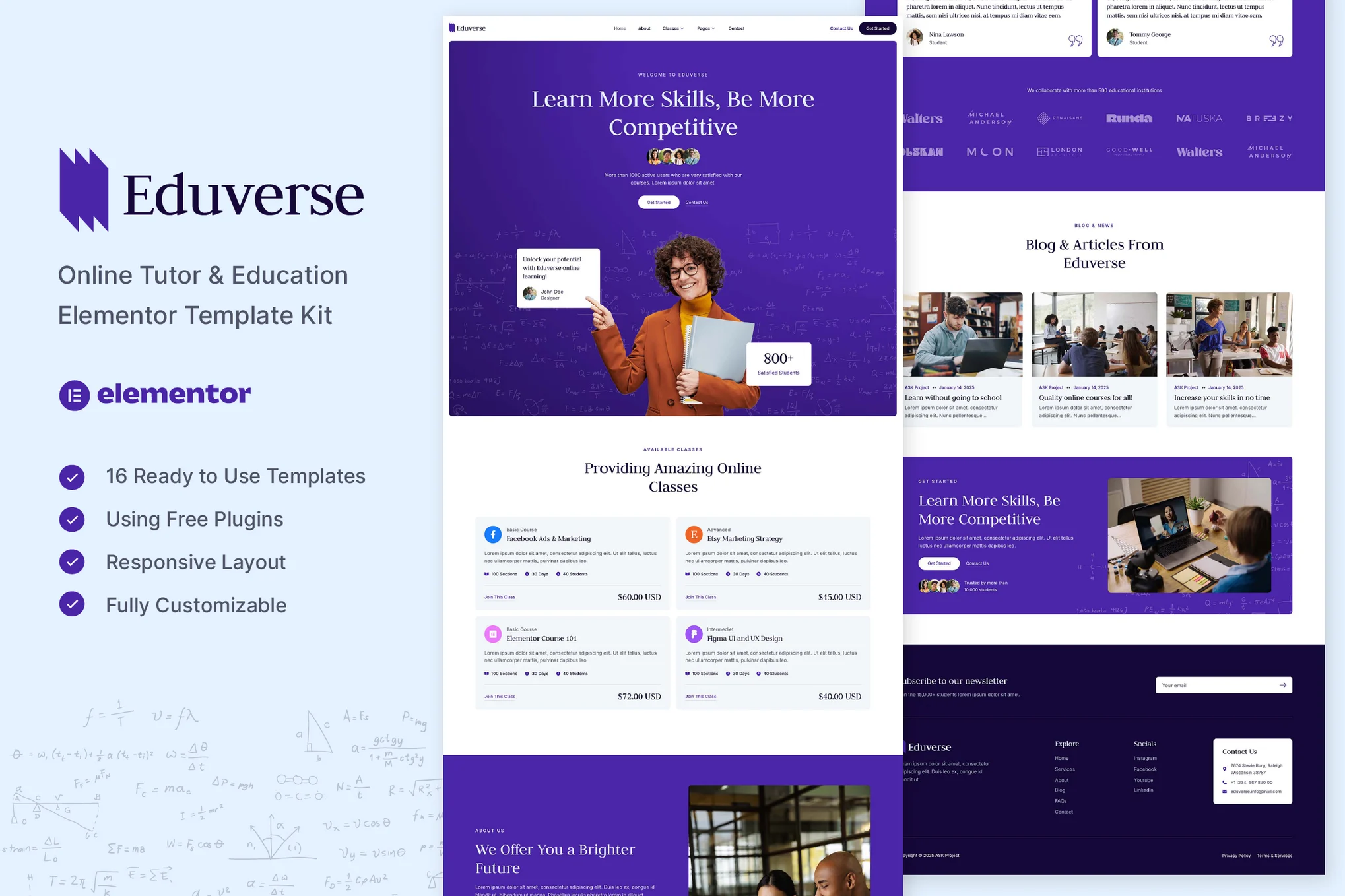 Eduverse – Online Tutor and Education Elementor Template Kit