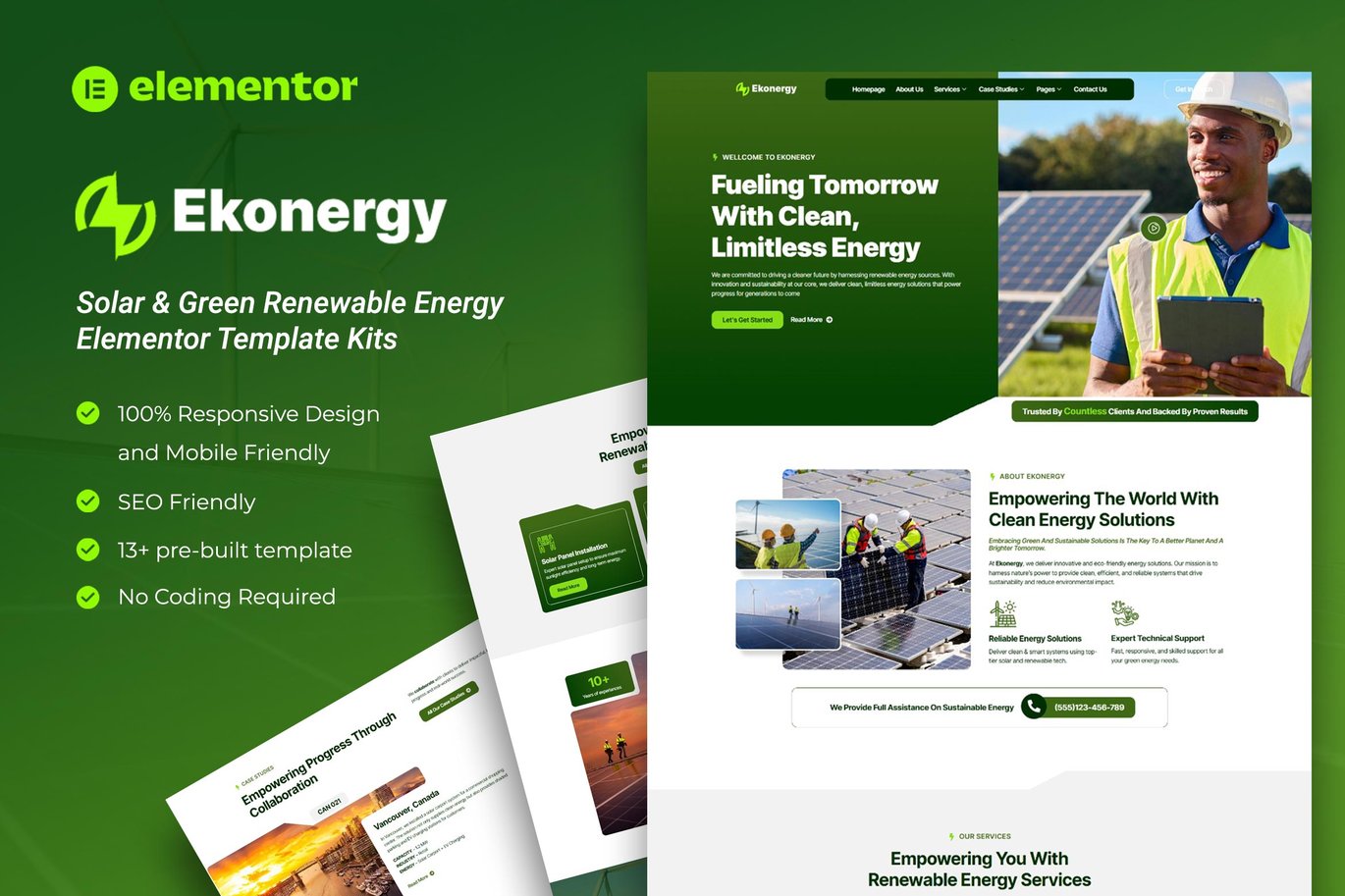 Ekonergy – Solar and Green Renewable Energy Elementor Template Kits
