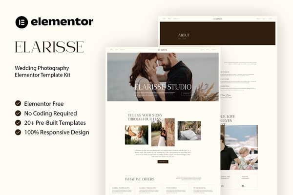 Elarisse – Wedding Photography Elementor Template Kit