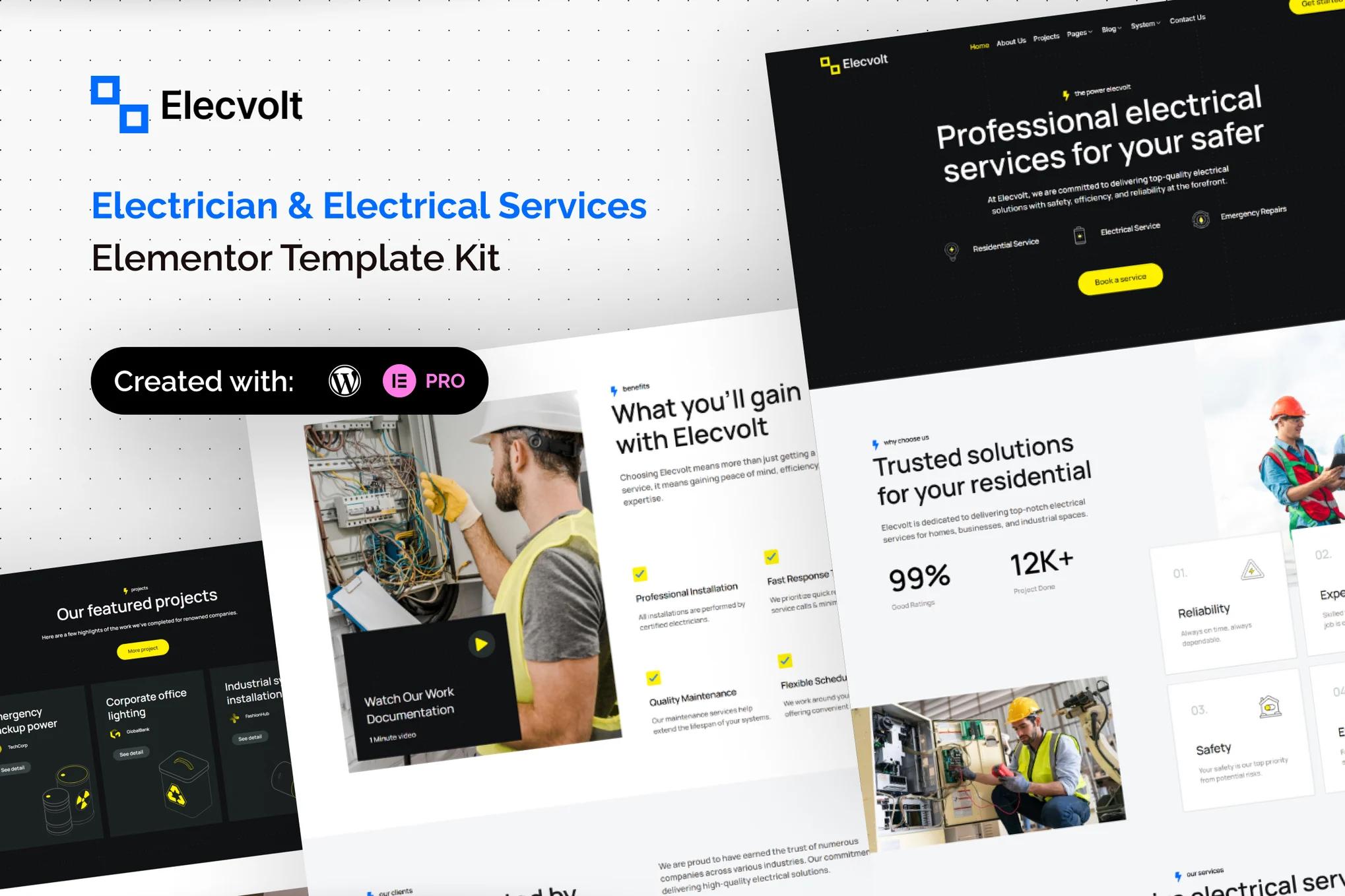 Elecvolt – Electrician and Electrical Services Elementor Template Kit