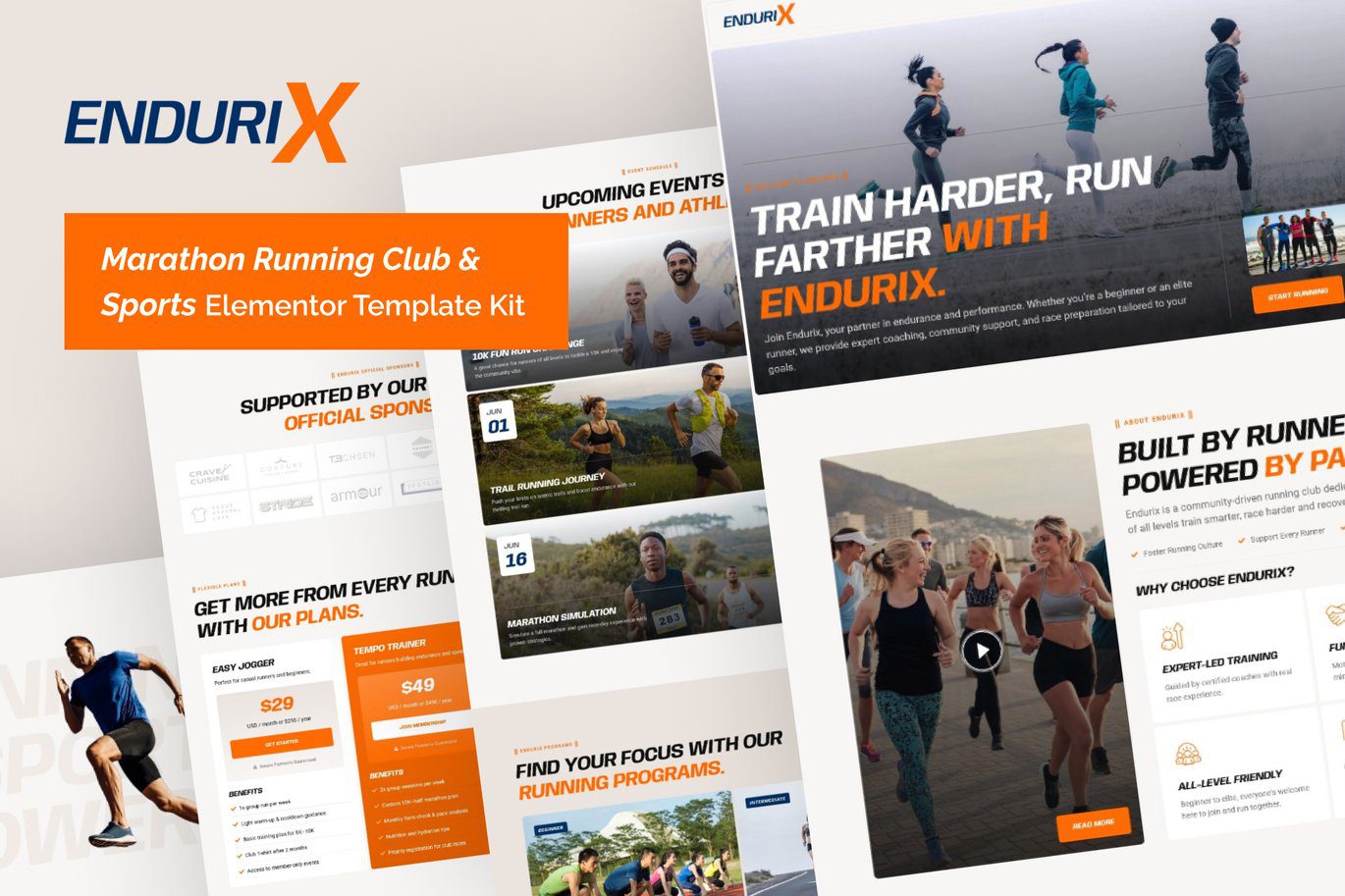 Endurix – Marathon Running Club and Sports Elementor Template Kit