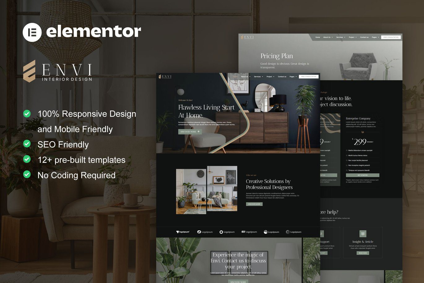 Envi – Interior Design and Architecture Elementor Template Kit