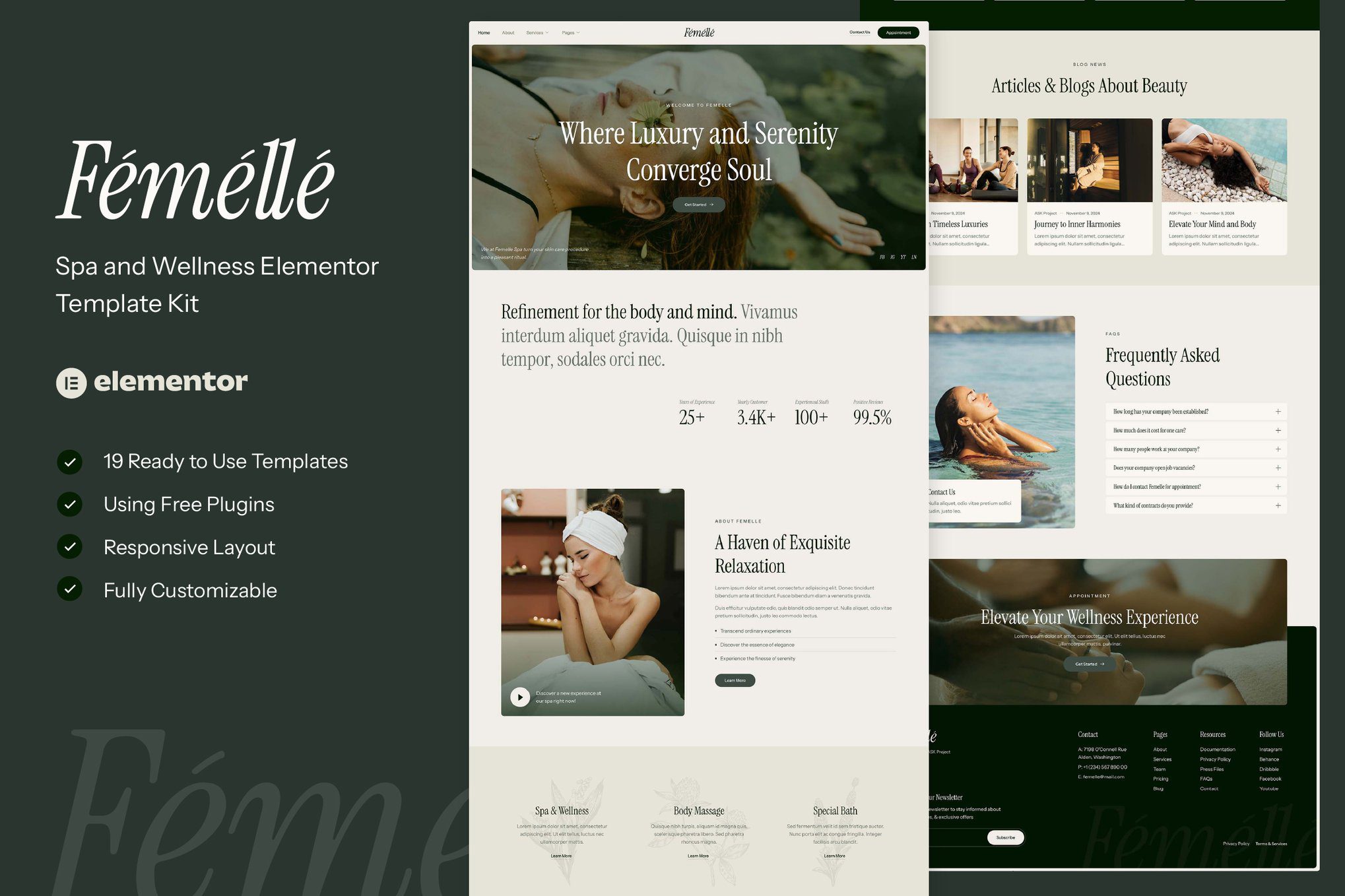 Femelle – Spa and Wellness Elementor Template Kit