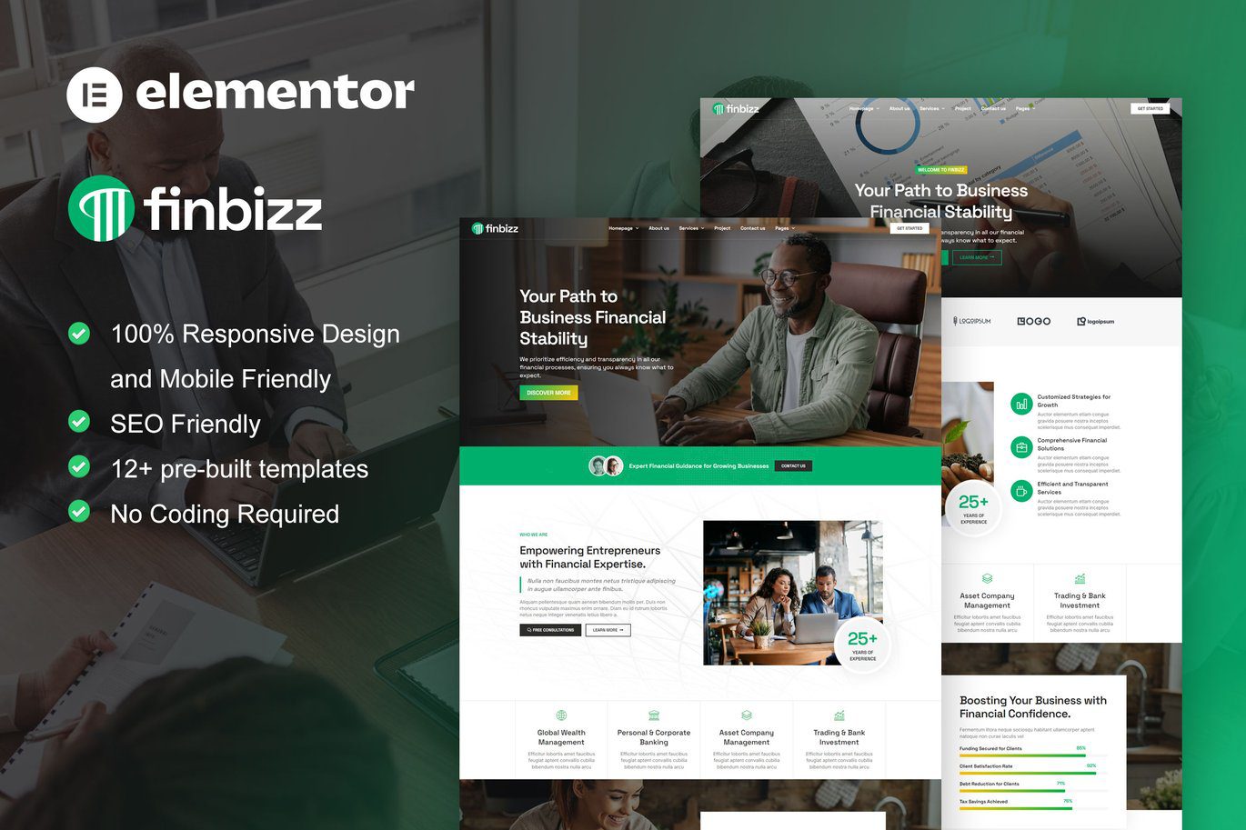 FinBizz – Finance and Investment Manager Elementor Template Kit