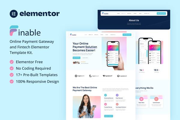Finable – Online Payment Gateway and Fintech Elementor Template Kit