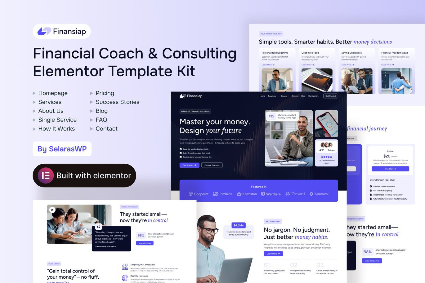 FinanSiap – Financial Coach and Consulting Elementor Pro Template Kit