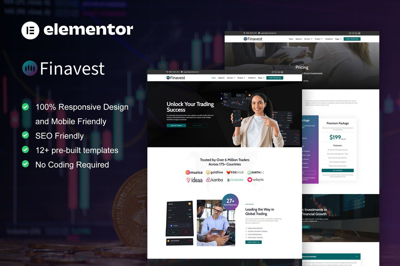 Finavest – Trading and Investment Elementor Pro Template Kit