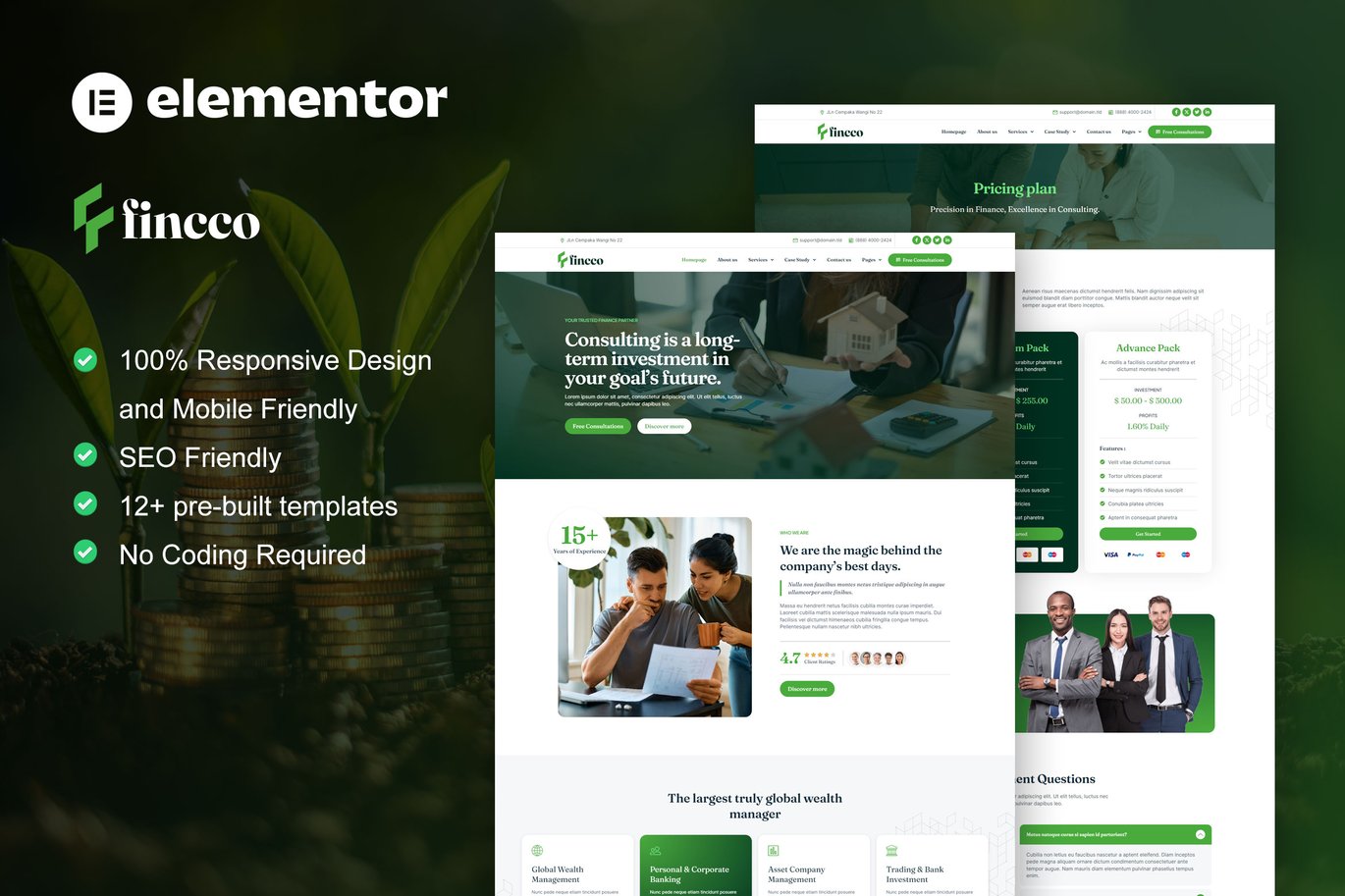 Fincco – Finance and Investment Company Elementor Pro Template Kit