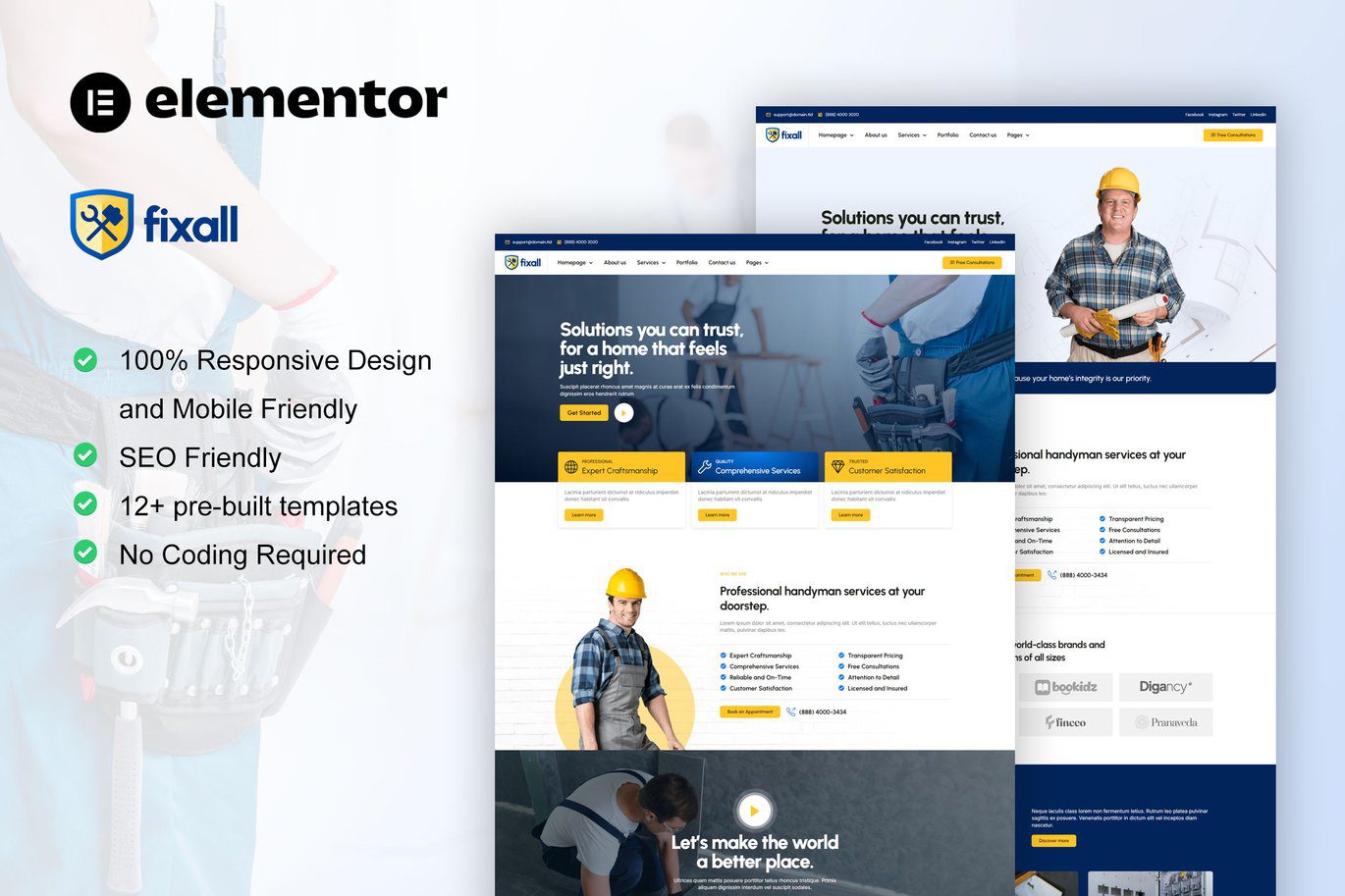 FixAll – Handyman and Repair Service Elementor Pro Template Kit