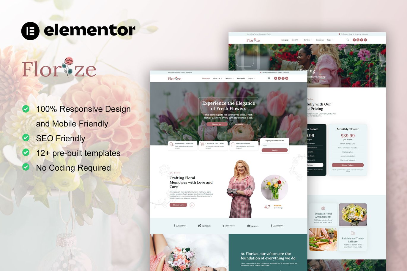 Florize – Florist and Flower Boutique Elementor Template Kit