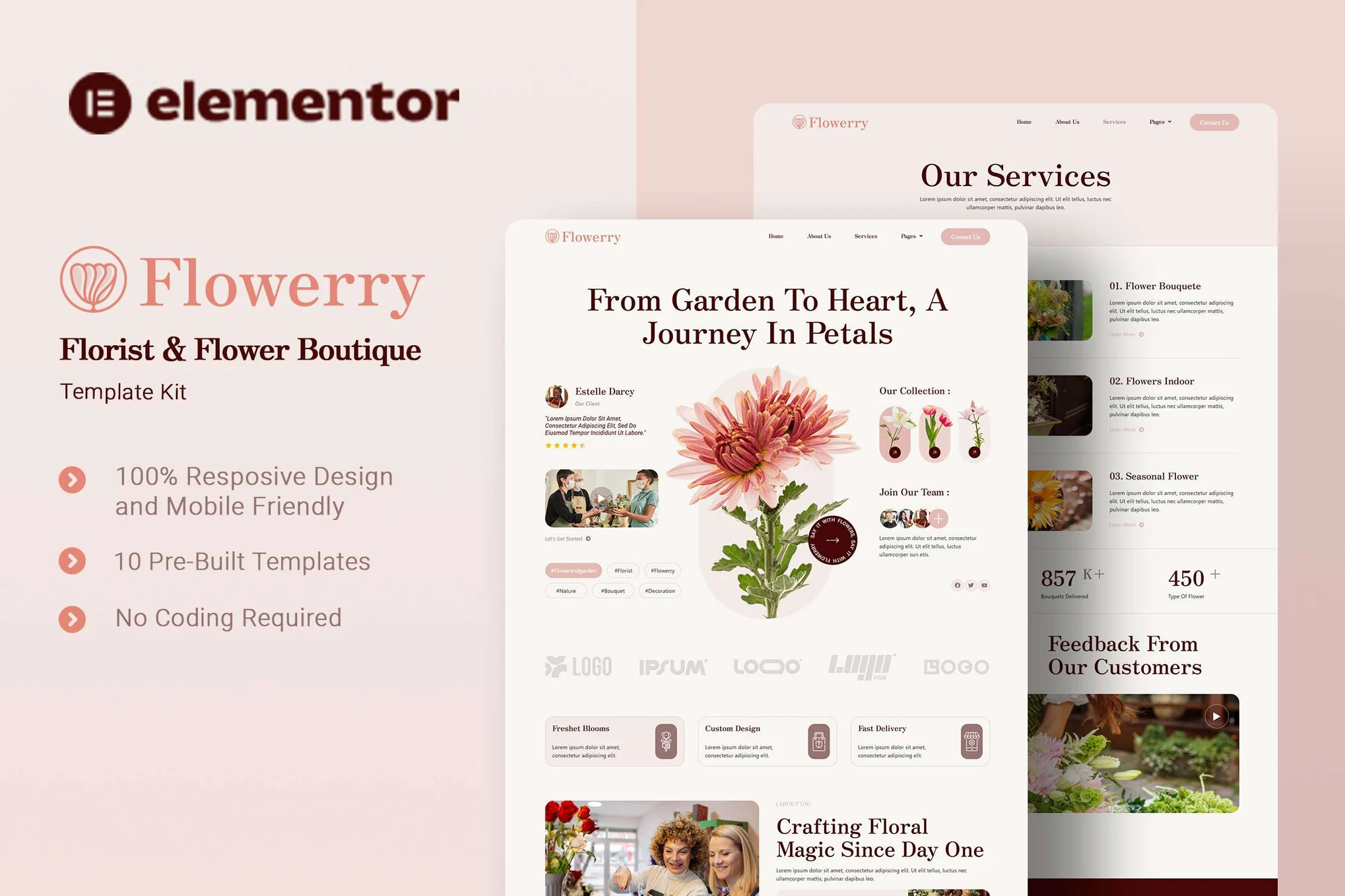Flowerry – Florist and Flower Boutique Elementor Template Kit