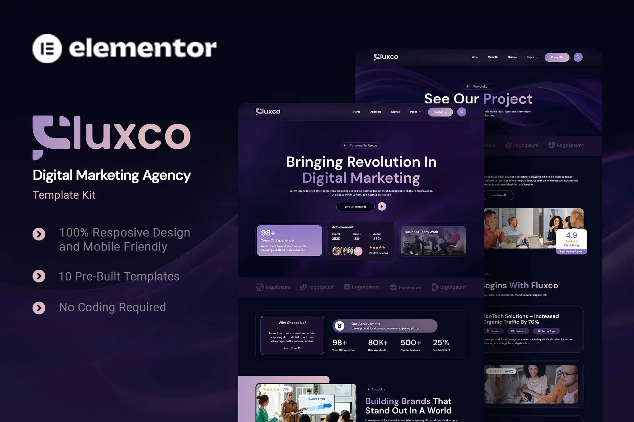 Fluxco – Digital Marketing Agency Elementor Template Kit