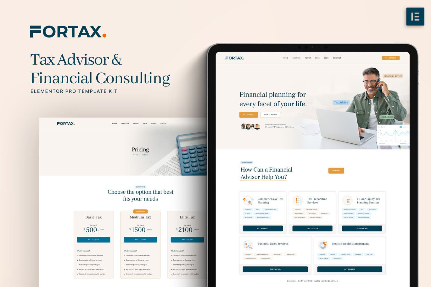 Fortax – Tax Advisor and Financial Consulting Elementor Template Kit