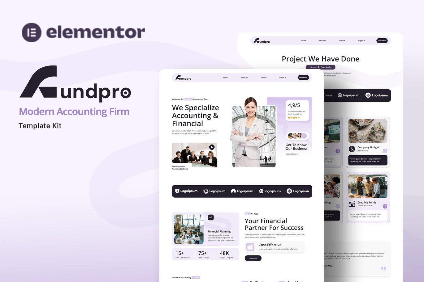 Fundpro – Modern Accounting Firm Elementor Template Kit