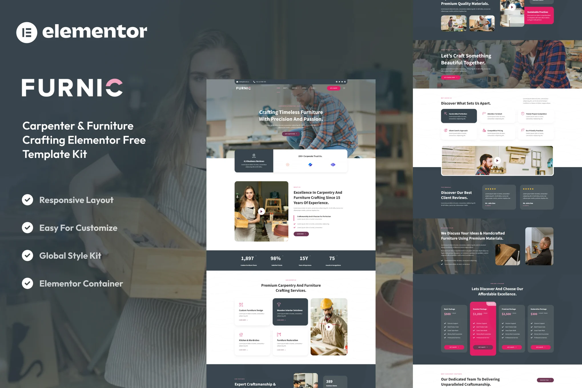 Furnic – Carpenter and Furniture Crafting Elementor Template Kit