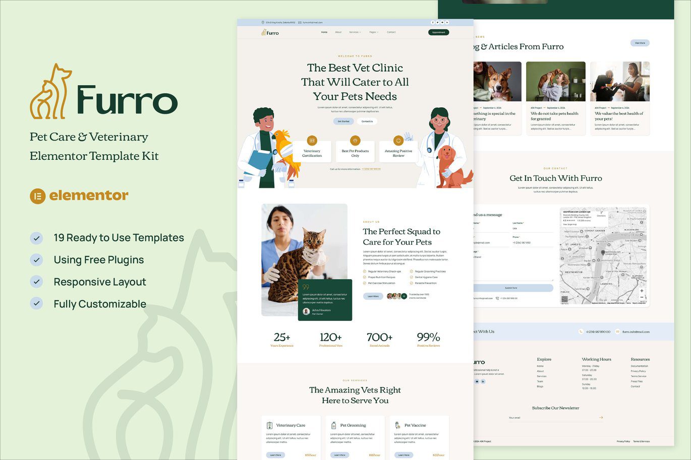 Furro – Pet Care and Veterinary Elementor Template Kit