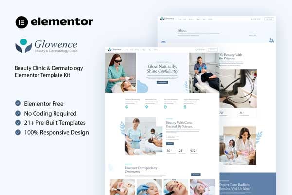 Glowence – Beauty Clinic and Dermatology Elementor Template Kit