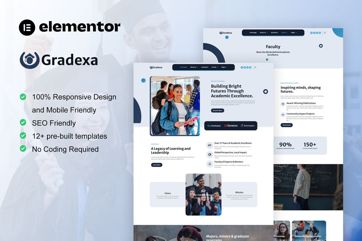 Gradexa – University and School Elementor Pro Template Kit