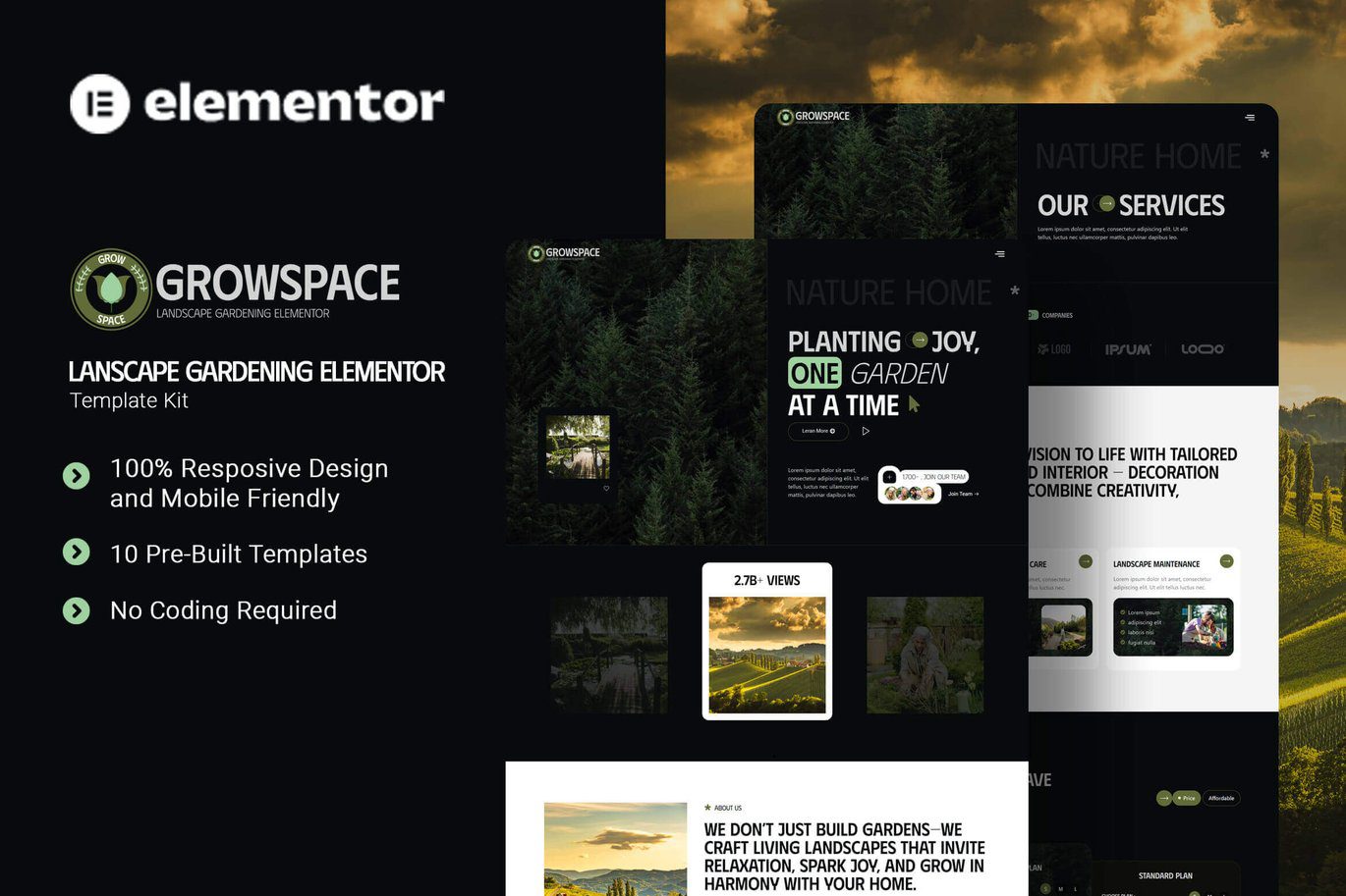 Growscape – Landscape Gardening Elementor Template Kit