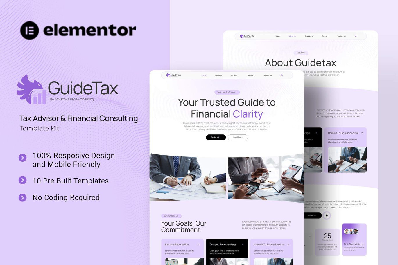 GuideTax – Tax Advisor and Financial Colsulting Elementor Template Kit