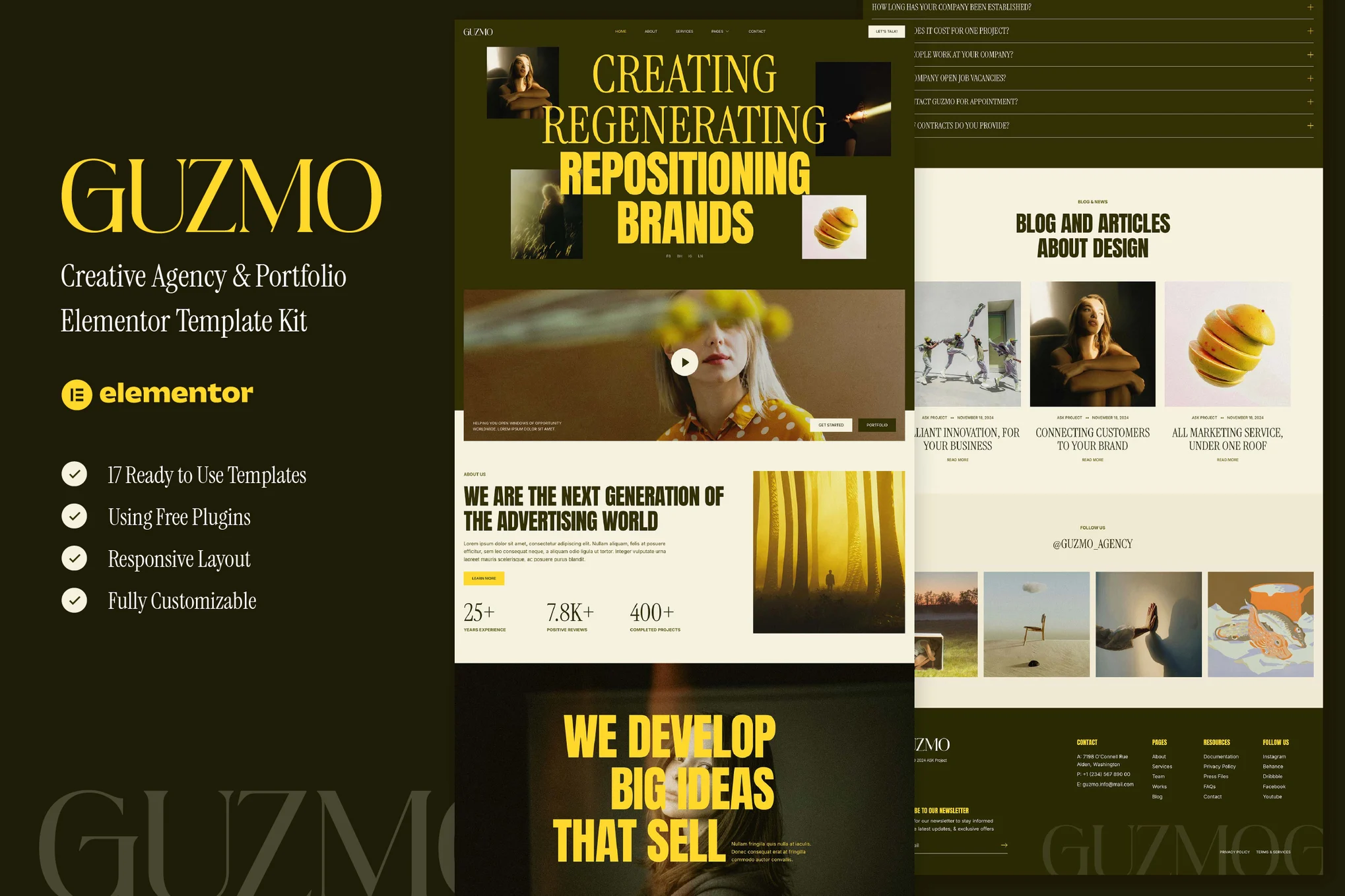 Guzmo – Creative Agency and Portfolio Elementor Template Kit