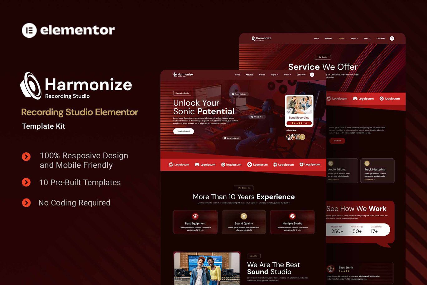 Harmonize – Recording Studio Elementor Template Kit