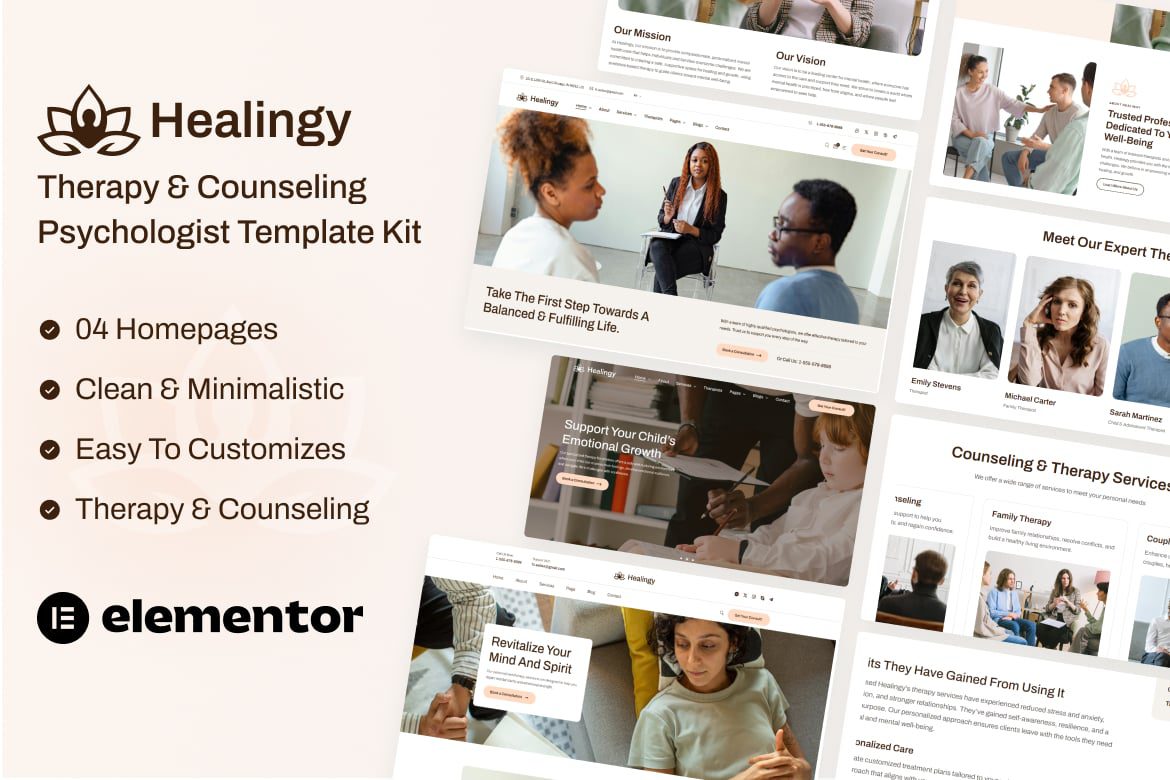 Healingy – Therapy and Counseling Psychologist Template Kit