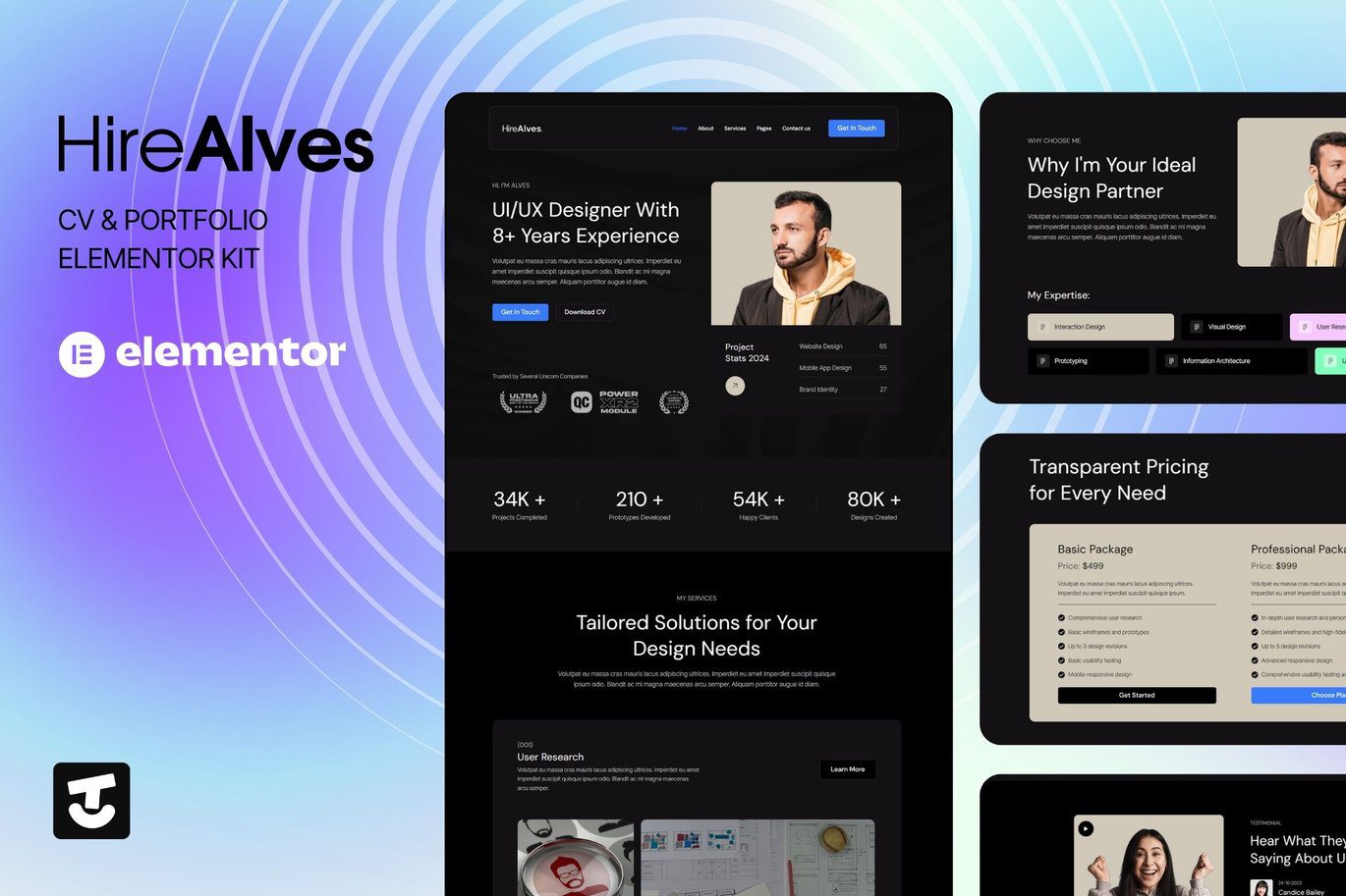 HireAlves – CV and Portfolio Elementor Template Kits
