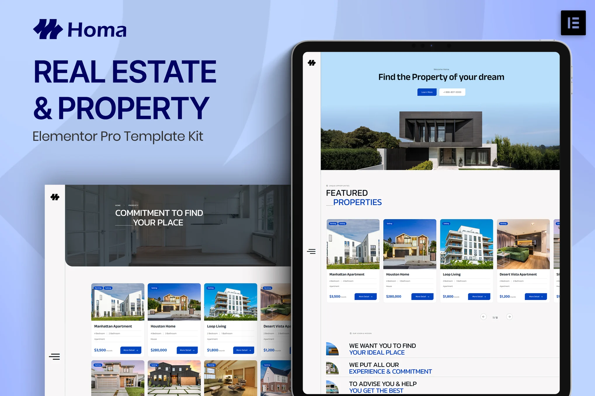 Homa – Real Estate and Property Elementor Pro Template Kit