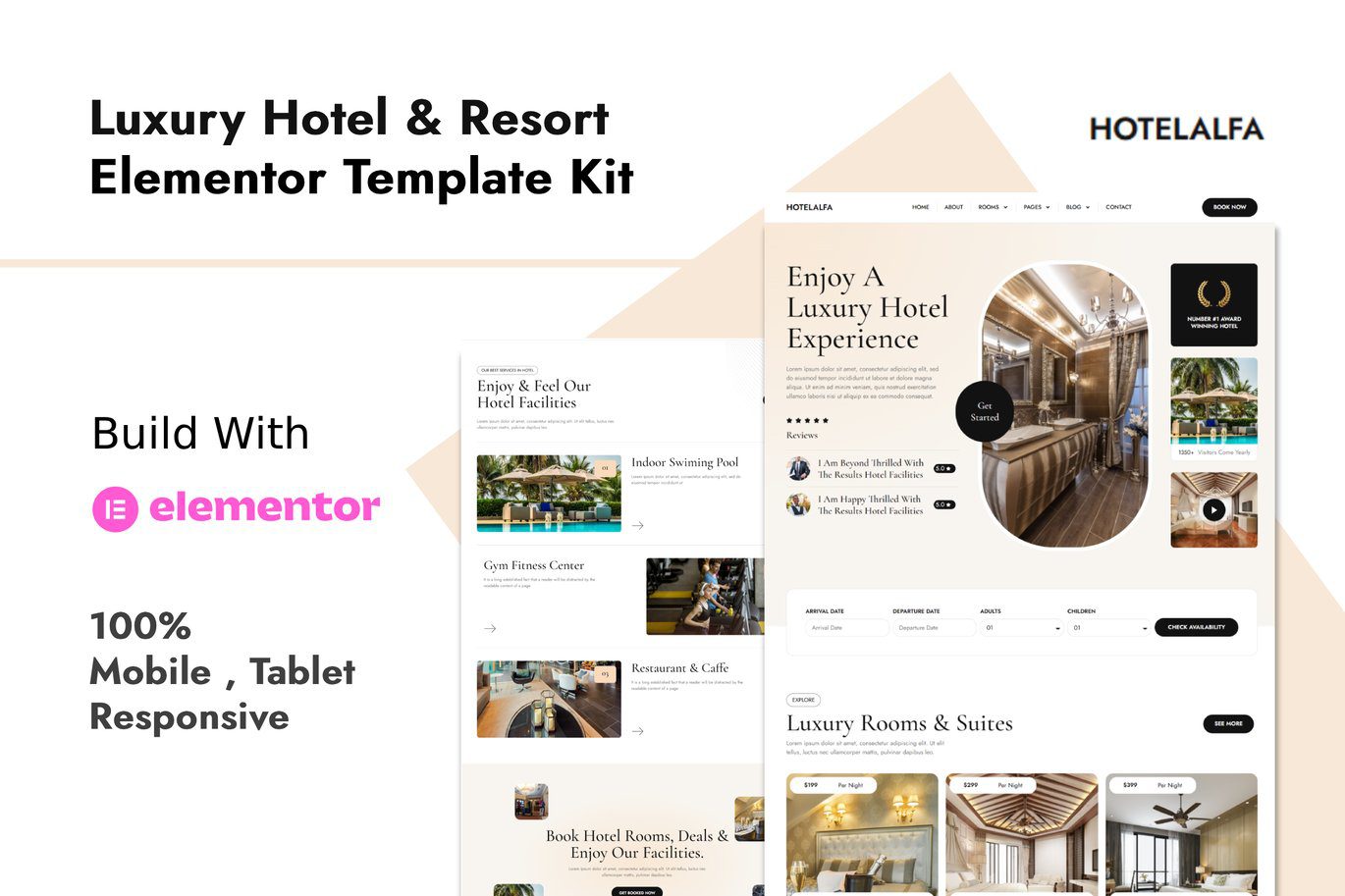 HotelAlfa – Luxury Hotel and Resort Elementor Pro Template Kit