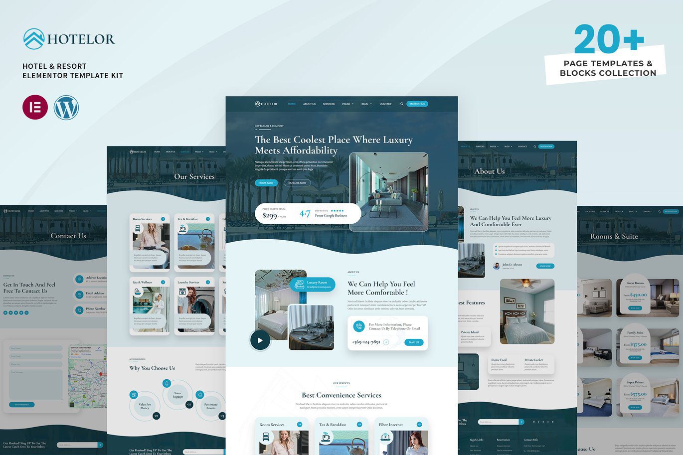 Hotelor – Hotel and Resort Elementor Pro Template Kit