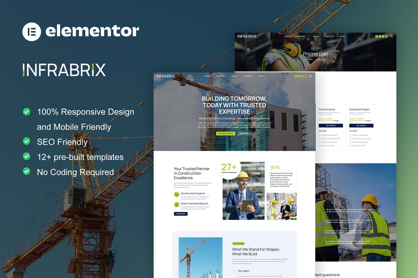 Infabrix – Construction and Building Service Elementor Template Kit