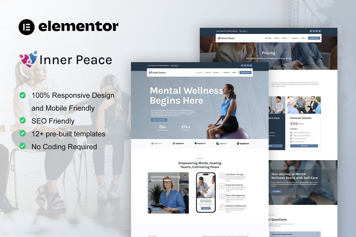 InnerPeace – Mental Health Care Elementor Template Kit