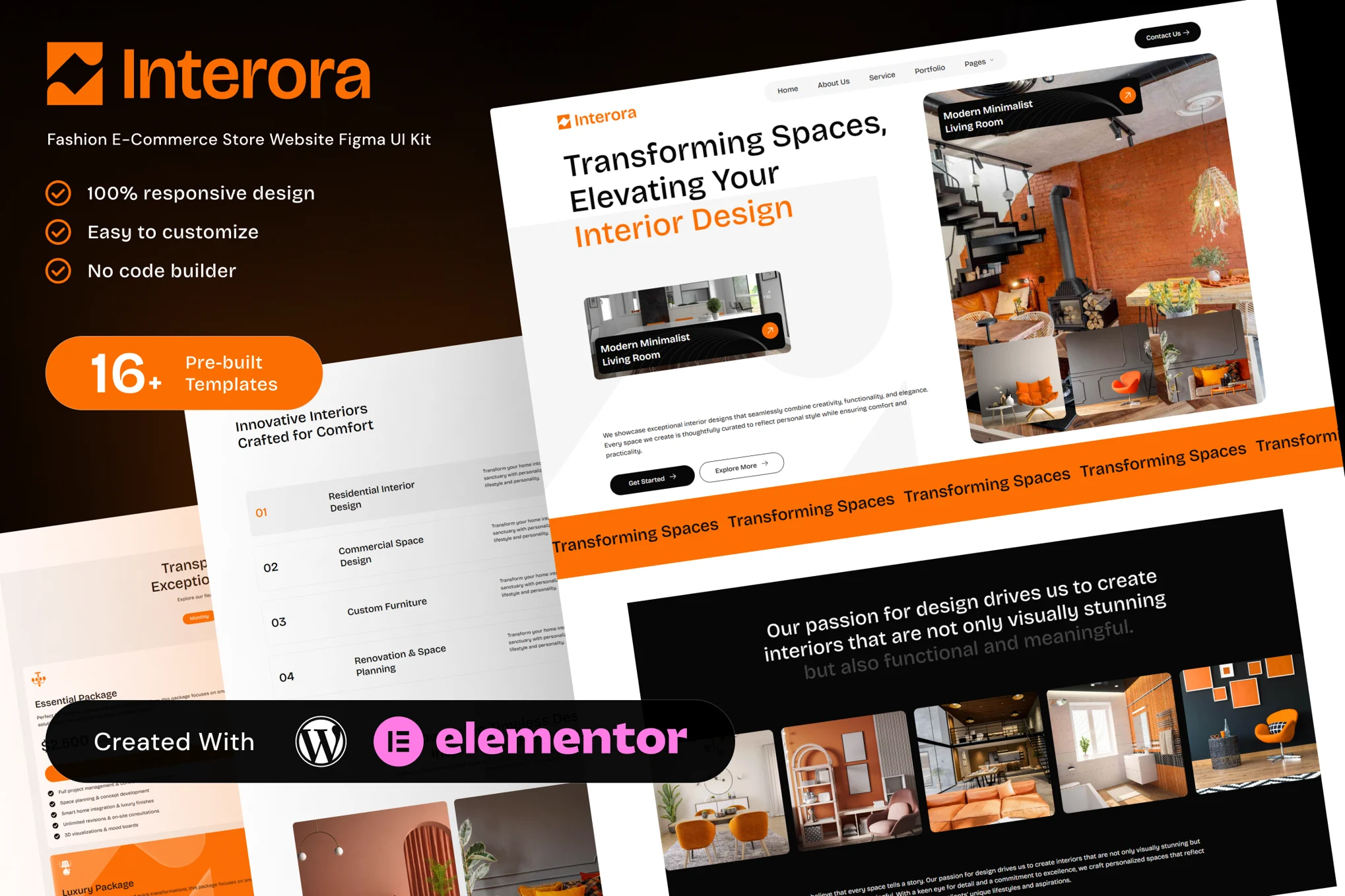 Interora – Interior Design Portfolio Elementor Template Kit