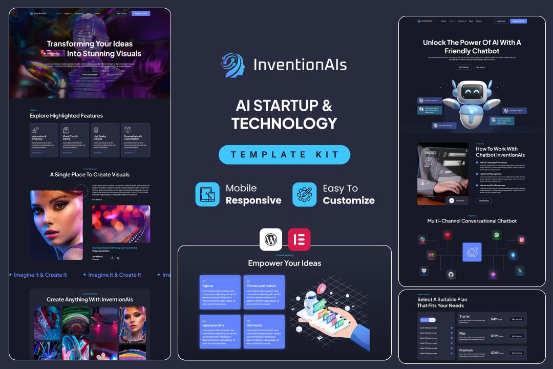 InventionAIs – AI Startups and Technology Elementor Template Kit