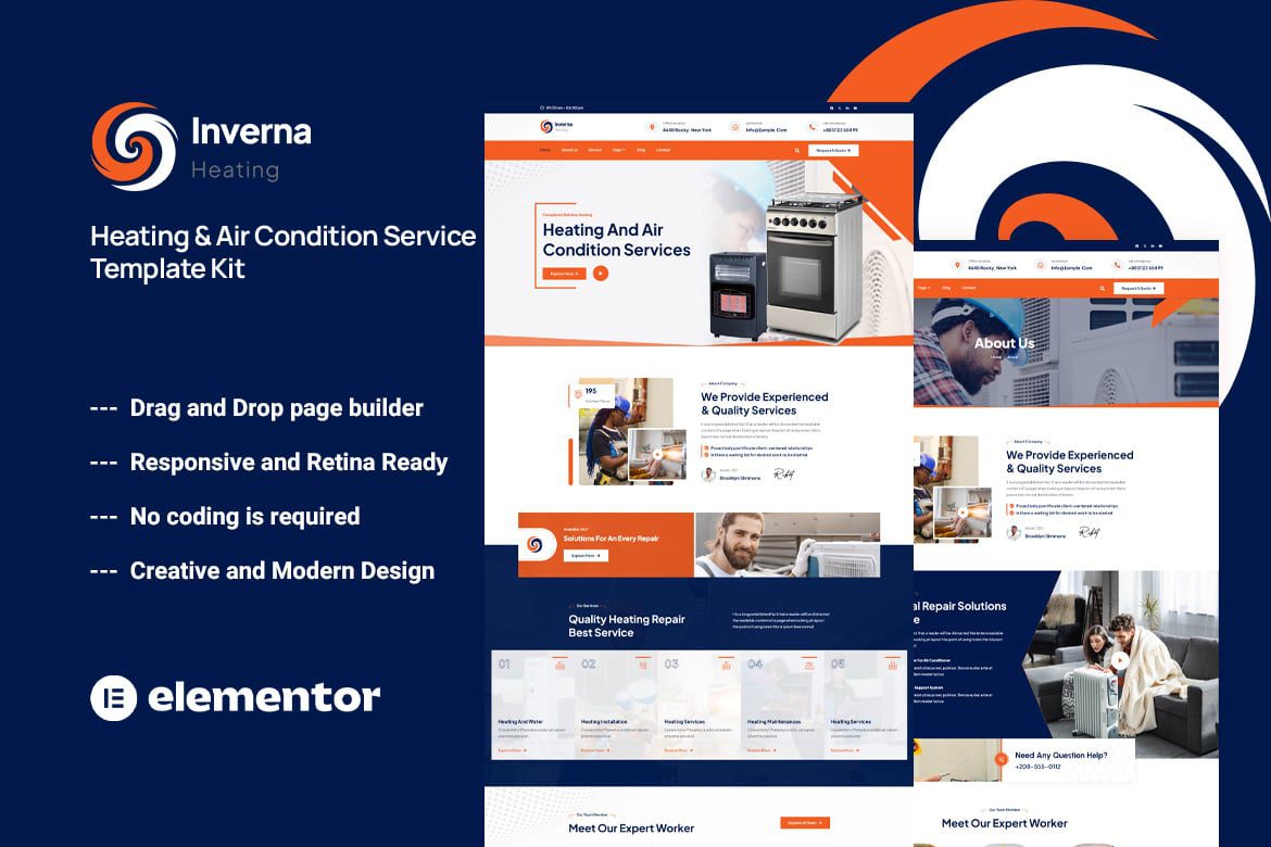 Inverna – Heating and Air Condition Service Template Kit