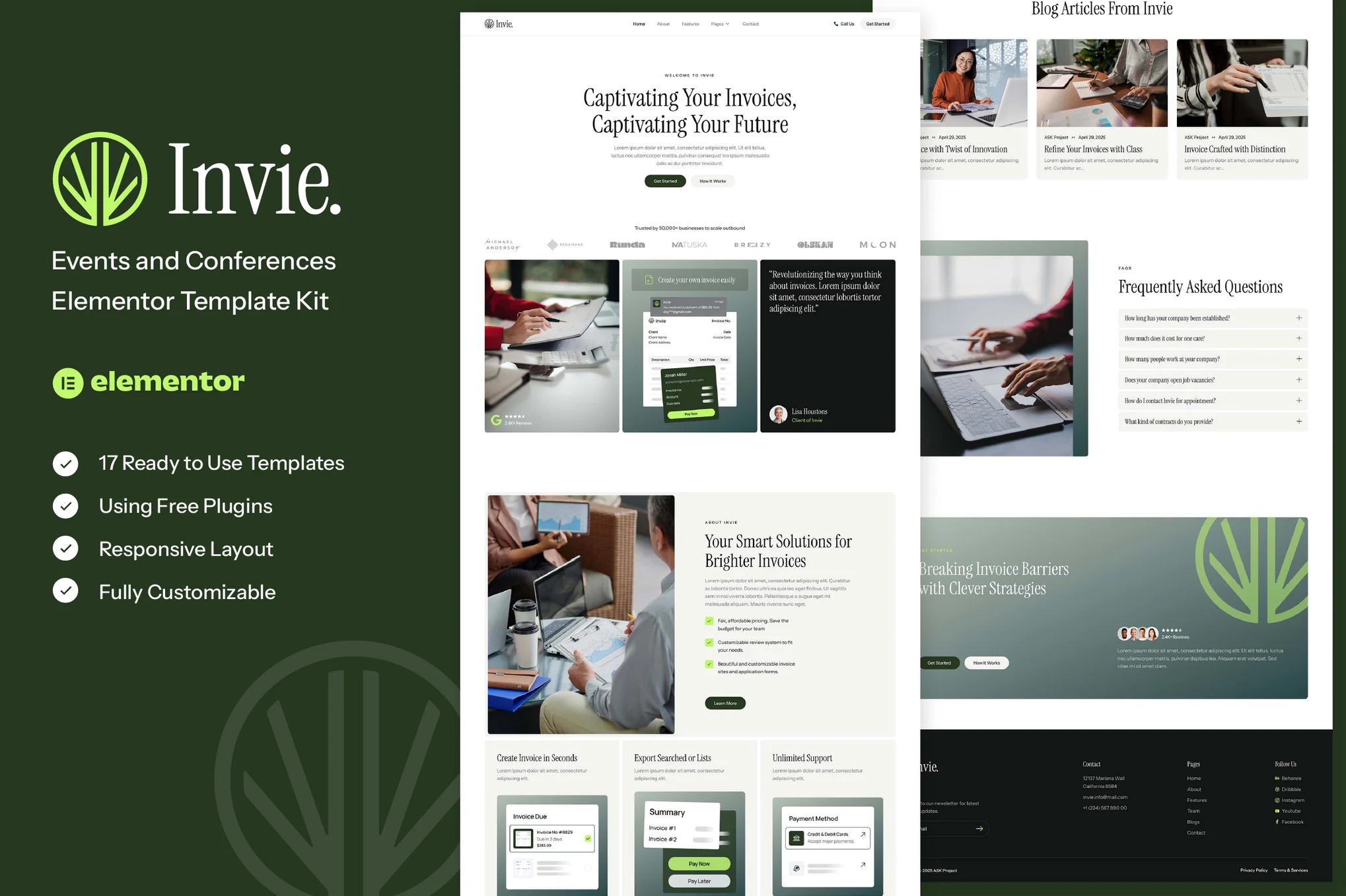 Invie – Invoicing Platform and SaaS Elementor Template Kit