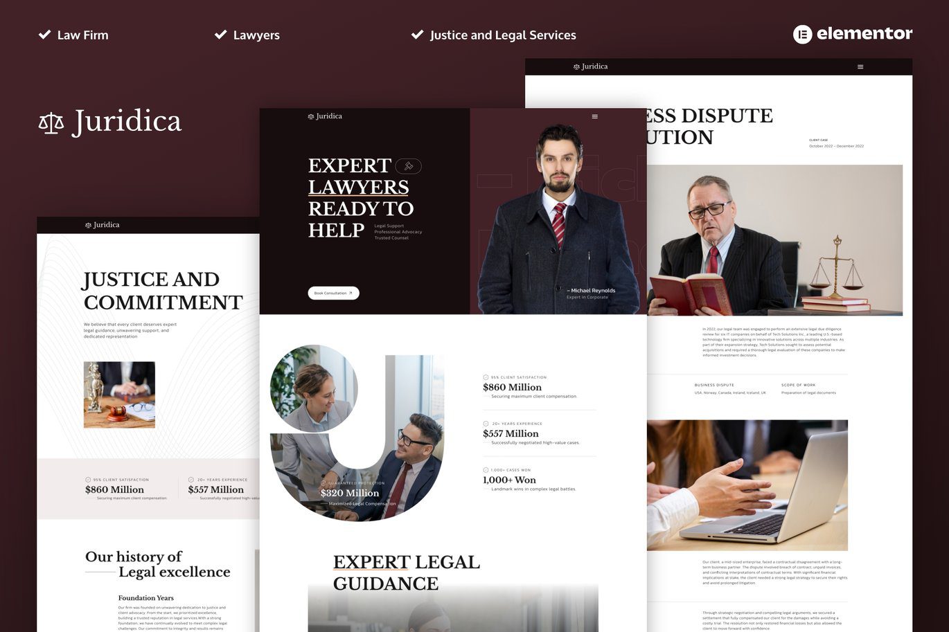 Juridica – Lawyer Attorney and Law Firm Elementor Pro Template Kit