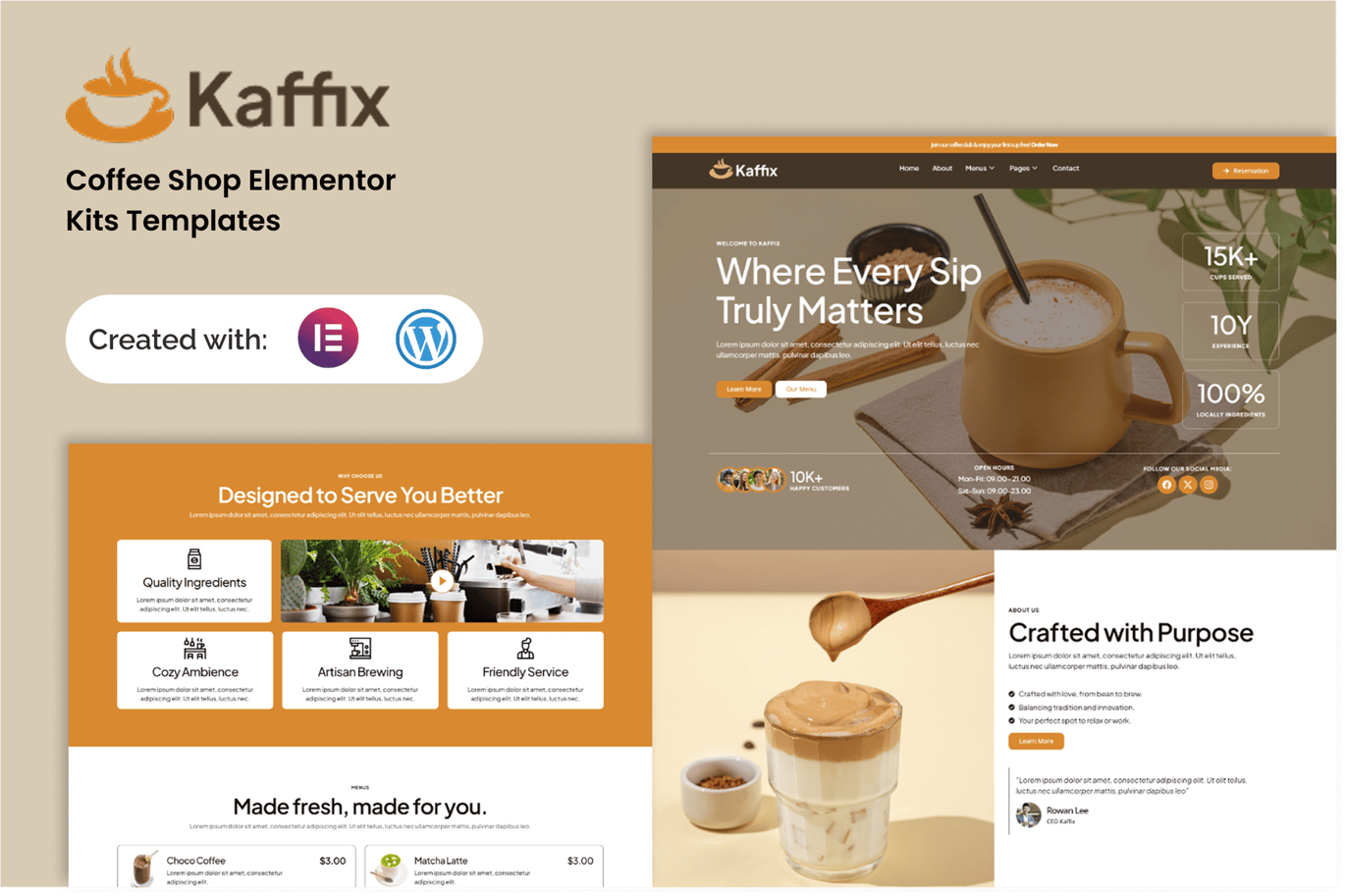 Kaffix – Coffee Shop and Cafe Elementor Template Kit
