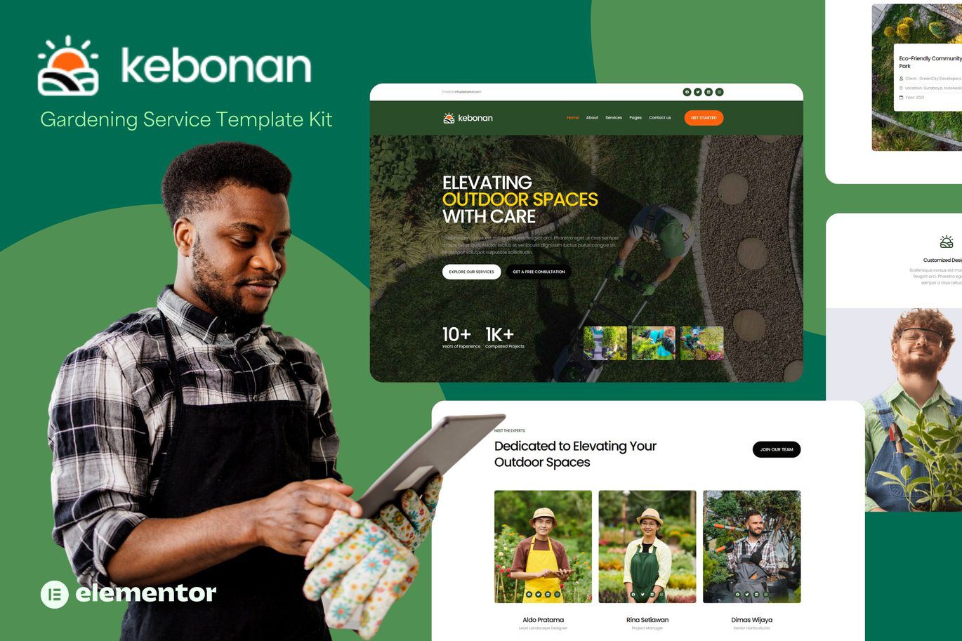Kebonan – Landscape and Gardening Service Elementor Template Kit