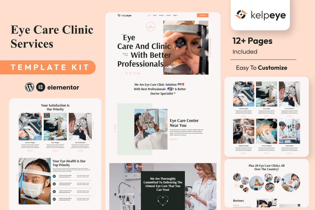Kelpeye – Optometrist and Eye Care Elementor Template Kit
