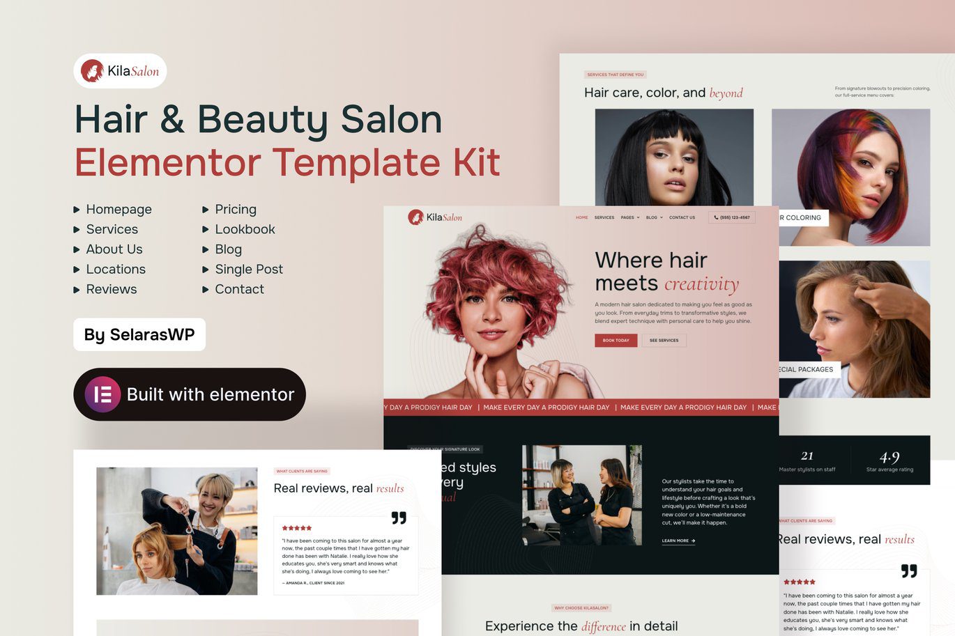 KilaSalon – Hair and Beauty Salon Elementor Template Kit