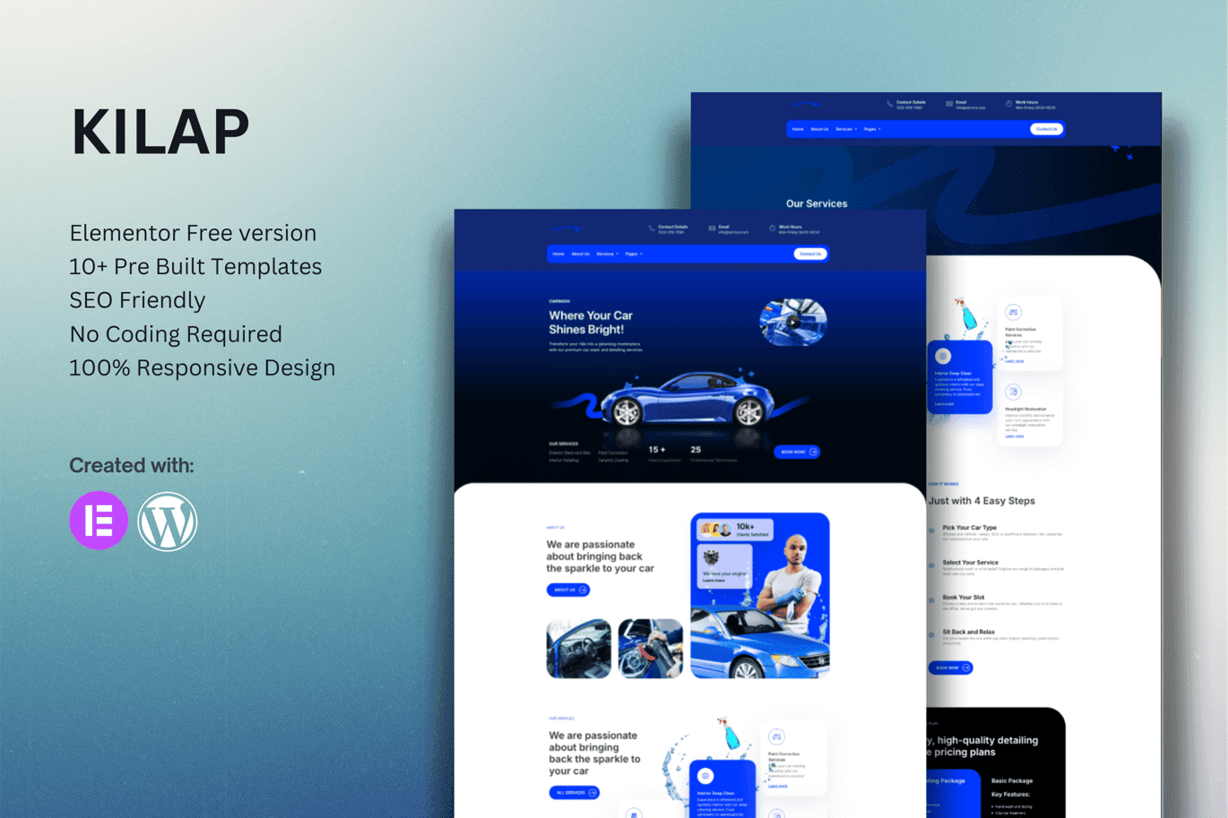 Kilap – Car Wash and Detailing Service Elementor Template Kit
