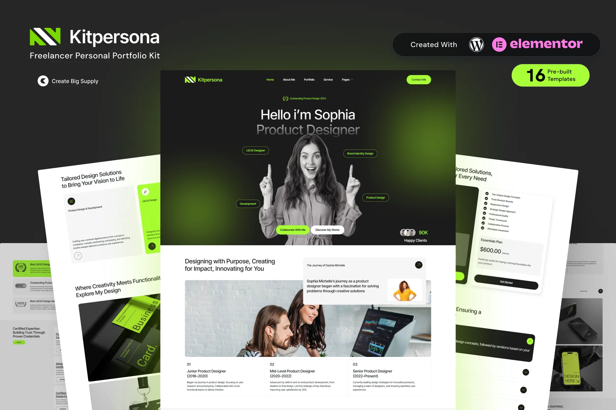 KitPersona – Freelancer Personal Portfolio Elementor Template Kit