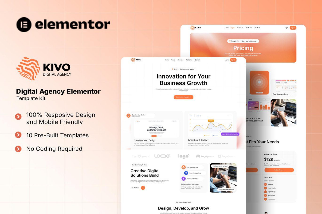 Kivo – Digital Agency Elementor Template Kit