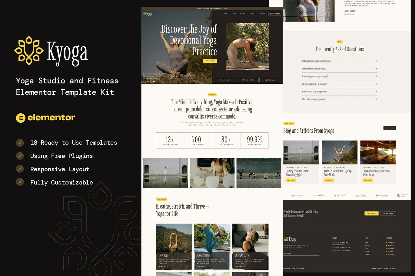 Kyoga – Yoga Studio and Fitness Elementor Template Kit