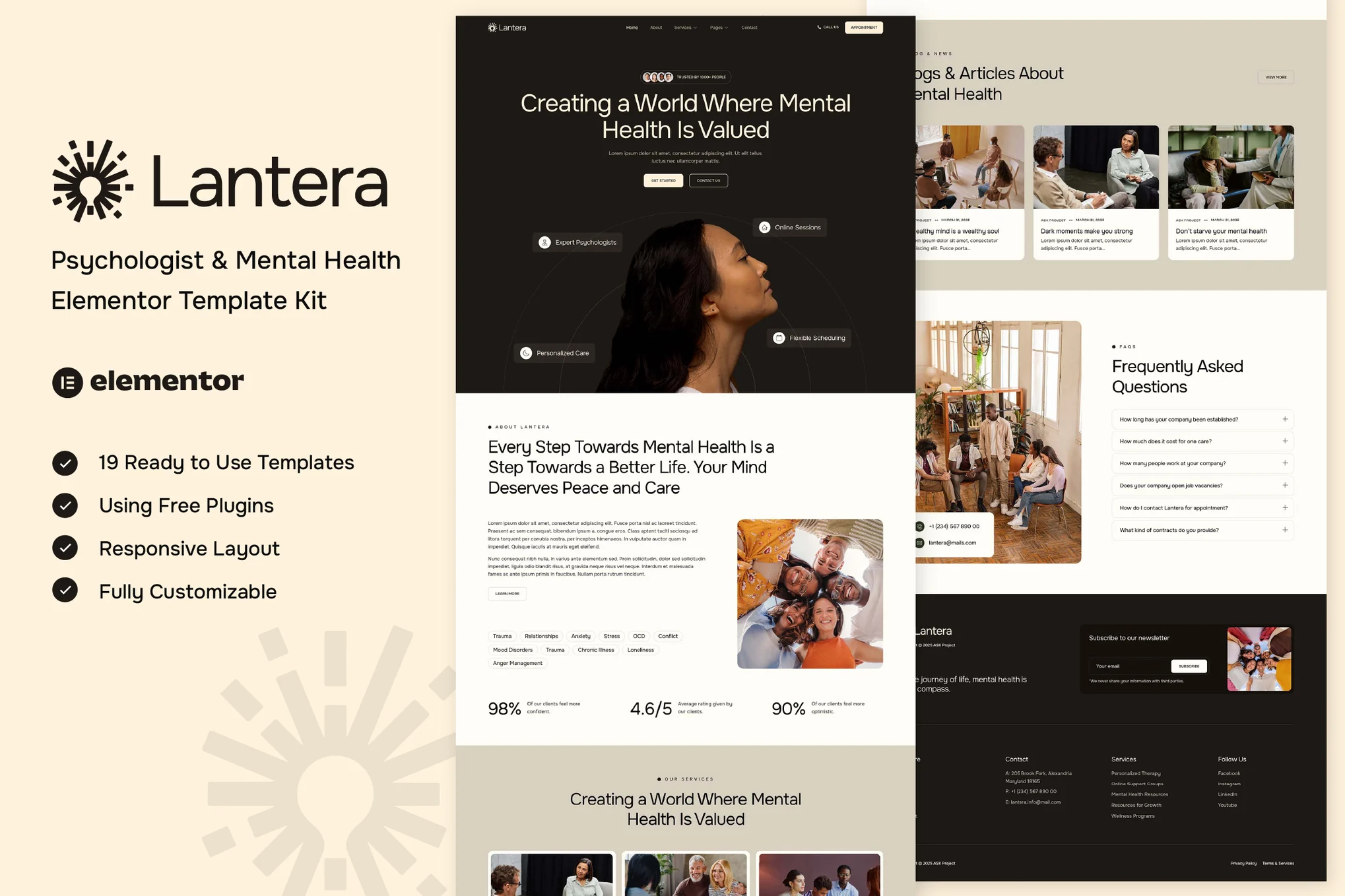 Lantera – Psychologist and Mental Health Elementor Template Kit